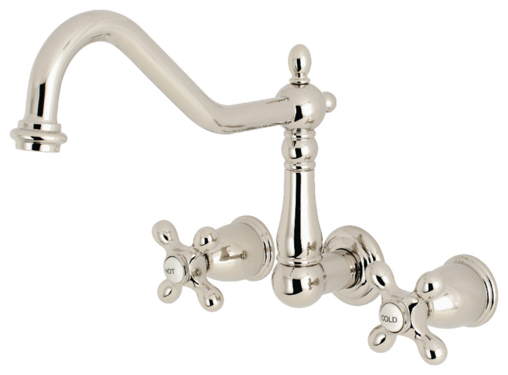 Kingston Brass Wall Mount Tub Faucet, Polished Nickel