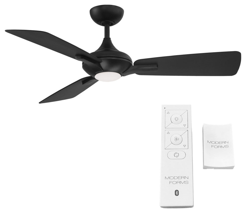 Mykonos 3-Blade Smart Ceiling Fan 52" Matte Black, 3000K LED Kit