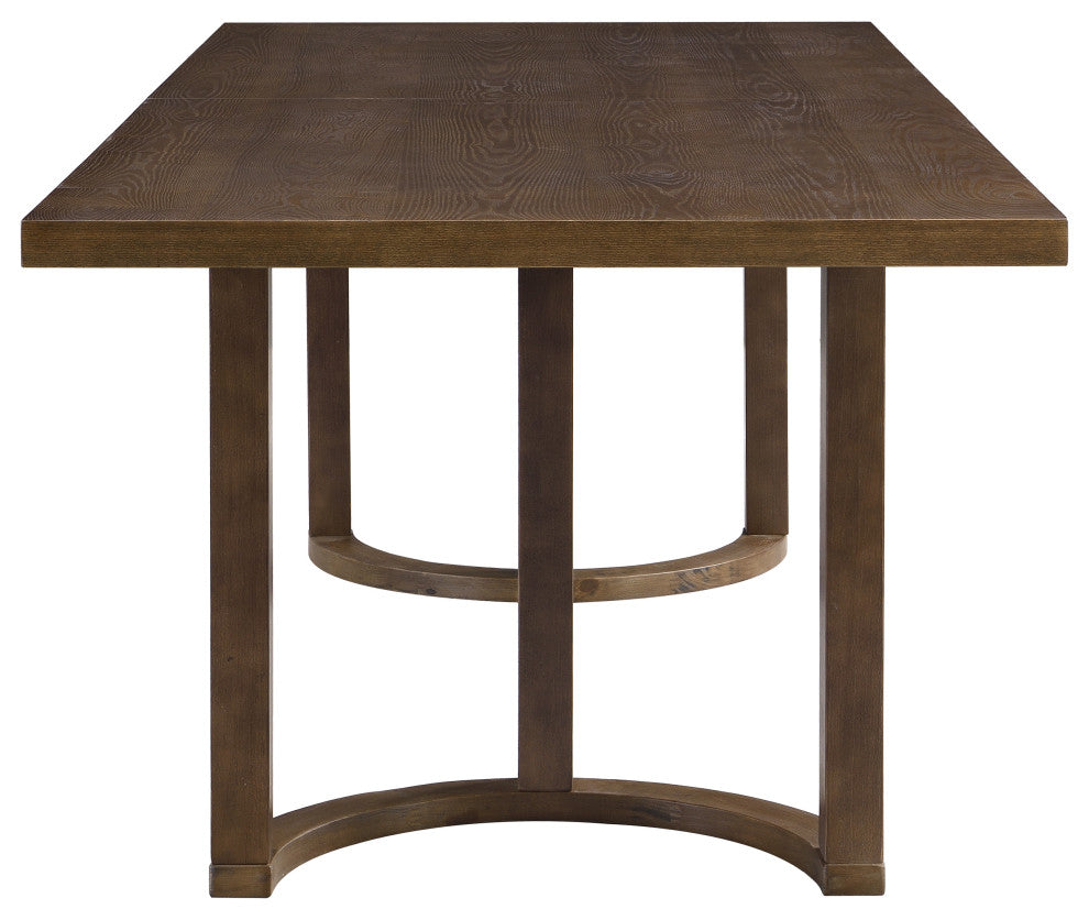 GDF Studio 95" Rubberwood Dining Table With U-Shaped Legs, Walnut