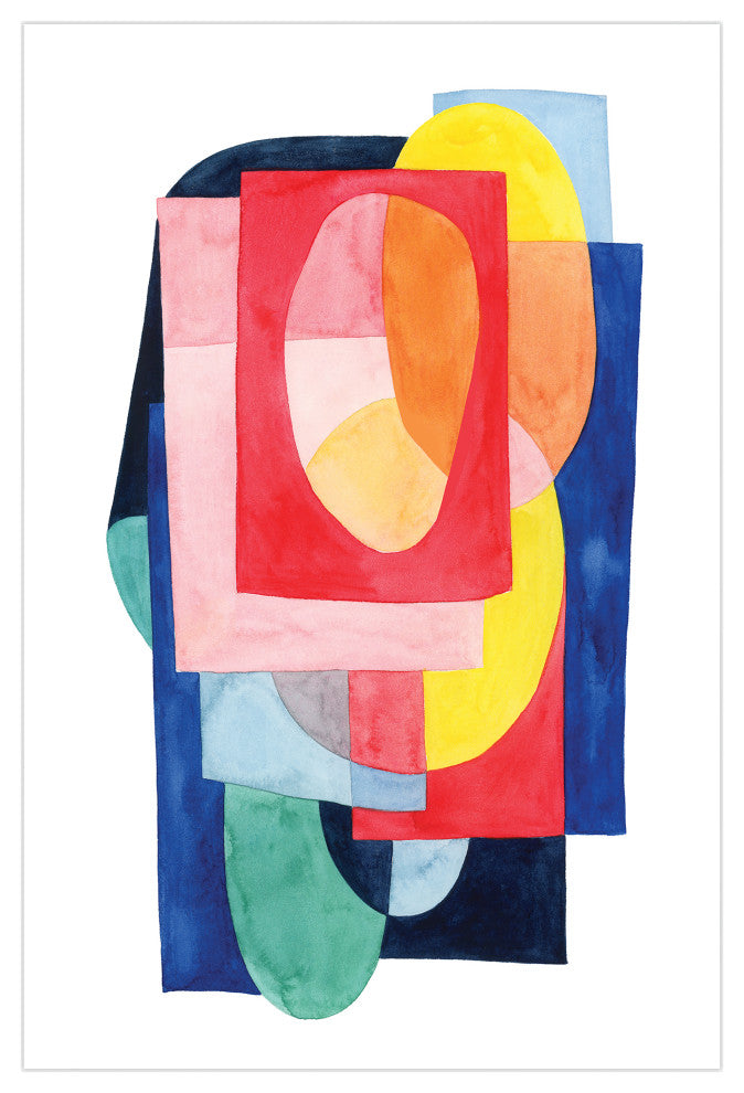 Colorful Abstract Wall Art Printed on Frameless Free Floating Tempered Glass