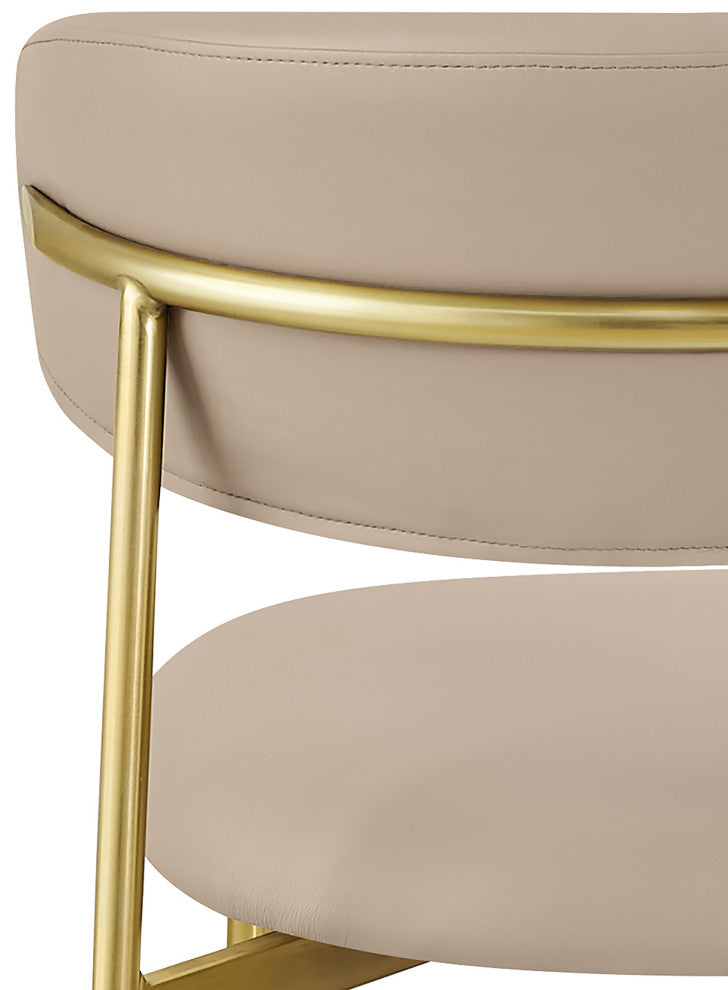 Lupita Vegan Leather Dining Chair, Set of 2, Taupe, Brushed Gold Finish