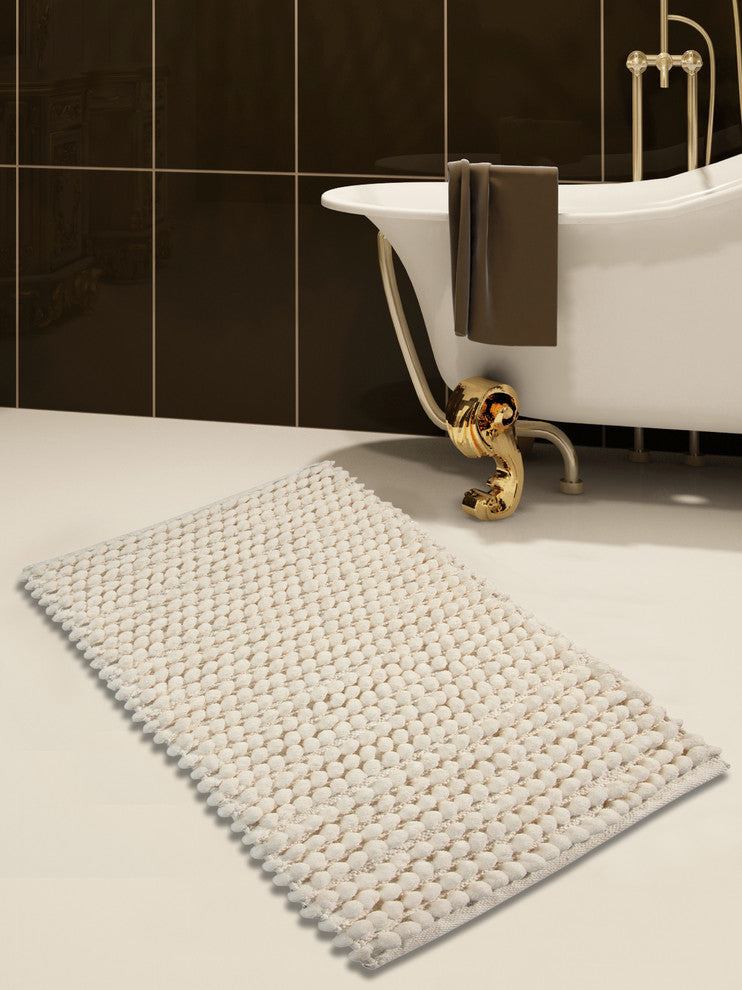 Microfiber Hand Loom Bath Mats, 2-Piece Set, Ivory