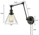 Black Swing Arm Plug-in Wall Light With Clear Glass