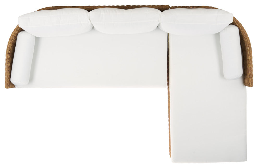 Safavieh Couture Indoor-Outdoor Anguilla Wicker Chaise Sofa, Natural/White