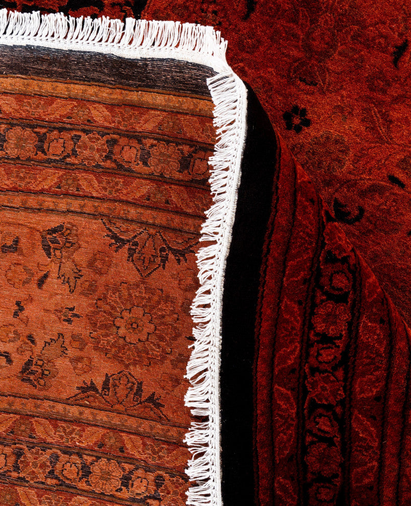 Overdyed One-of-a-Kind Hand-Knotted Area Rug Orange, 12' 1" x 12' 1"