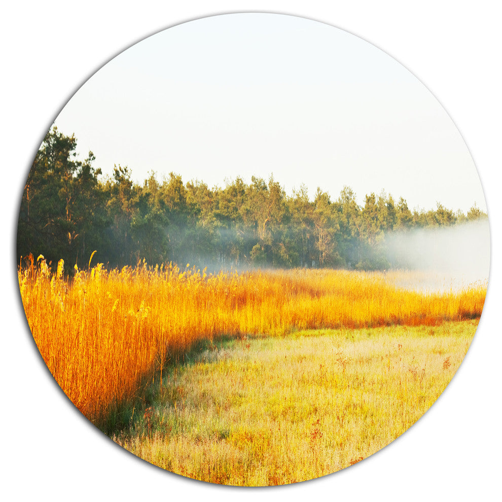 Amazing Yellow Mountain Meadow, Landscape Large Disc Metal Artwork, 11"