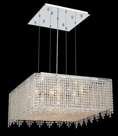Elegant Moda Dining Room Light, Chrome Finish With Royal Cut Crystal