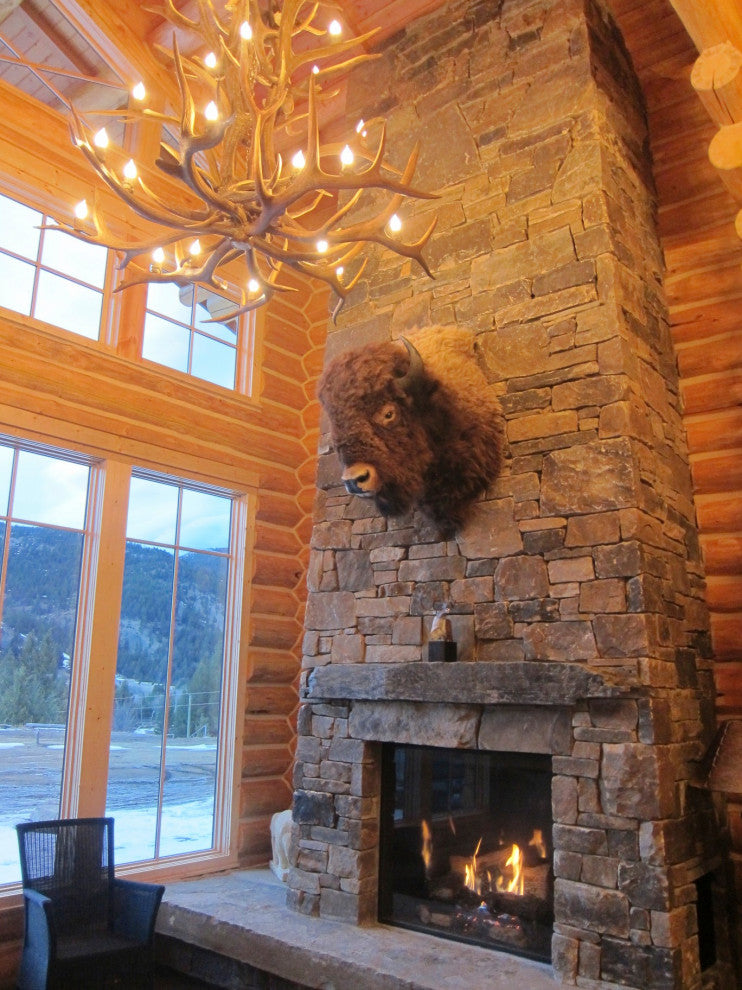 Elk Cascade Deer Antler Chandelier Light, Large, Rawhide Shades