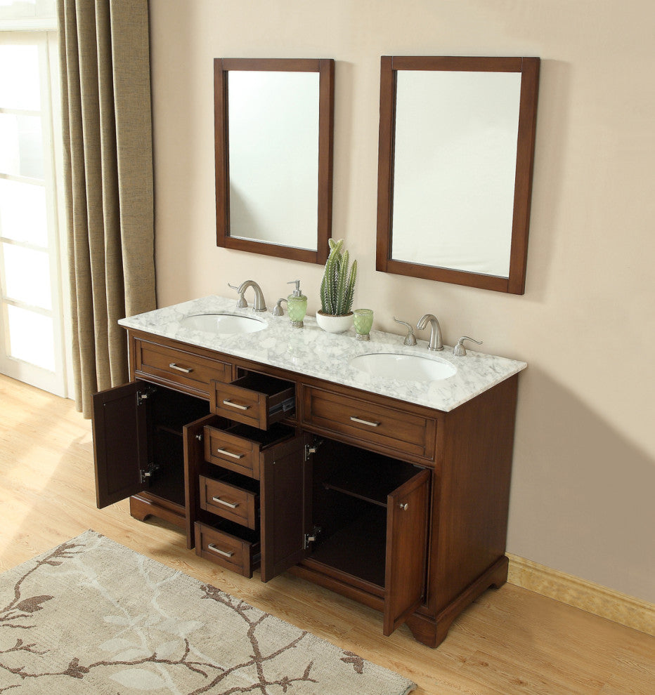 Home Living 60" Double Bathroom Vanity Set, Teak