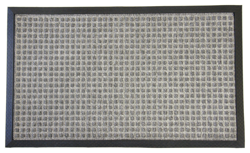 Rubber-Cal "Nottingham" Rubber Backed Carpet Mat - 3 x 5 feet - Gray