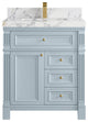 Paris 30" Single Sink Bathroom Vanity, Blue Heather 2" Calacatta Poannazo
