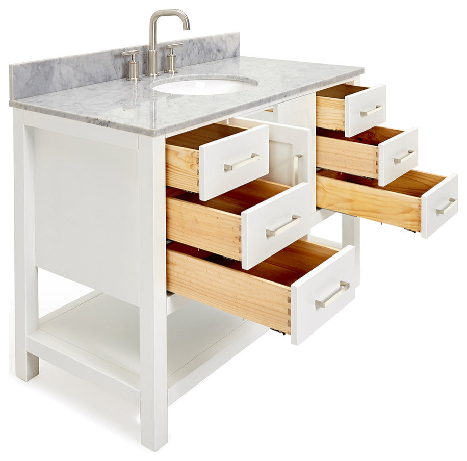 Ariel Magnolia 49" Oval Sink Bath Vanity Carrara Marble Gray