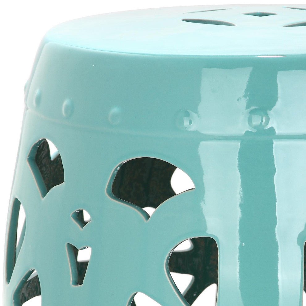 Safavieh Stencil Blossom Garden Stool, Aqua