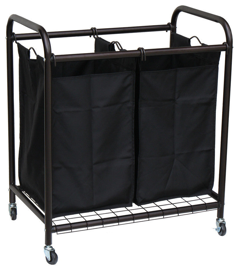 Oceanstar 2-Bag Rolling Laundry Sorter, Bronze