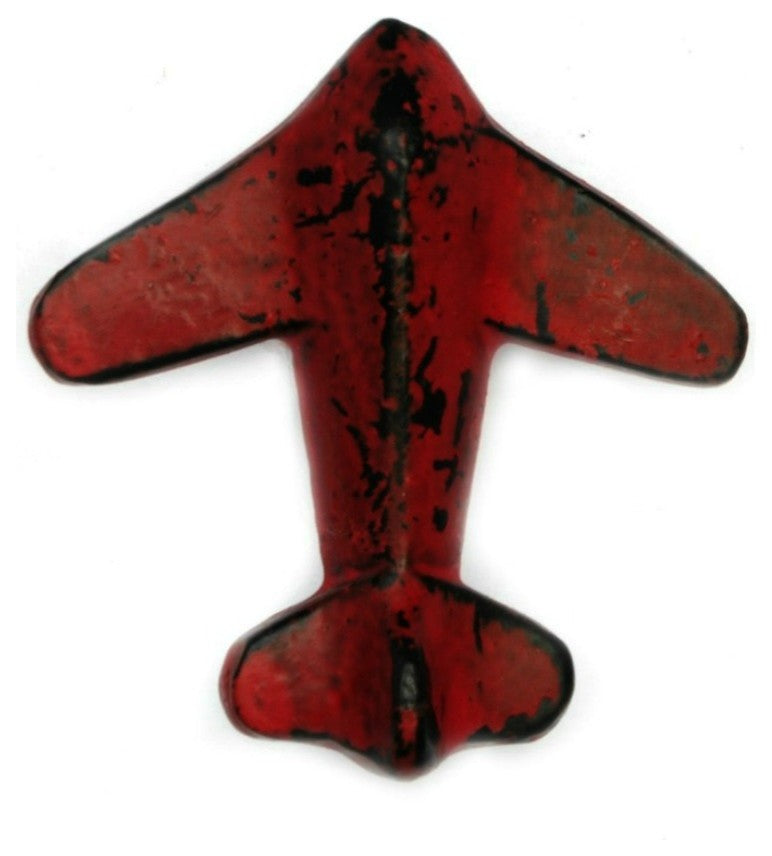 Set of Four Cast Iron Airplane Cabinet Knobs in Distressed Red Finish