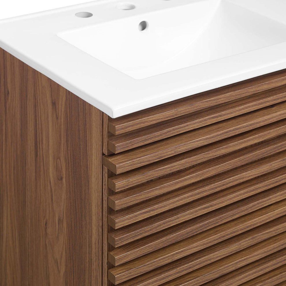 Render 48" Wall-Mount Bathroom Vanity, Walnut White