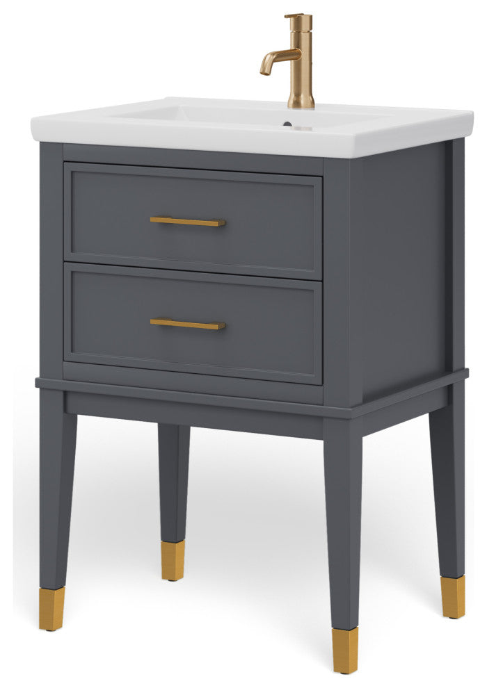The Sintra Bathroom Vanity, Gray, 24", Single Sink, Freestanding
