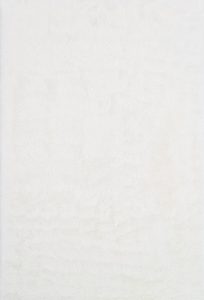 Ultra Soft Solid Faux Fur Danso Area Rug by Loloi, Ivory, 5'x7'6"