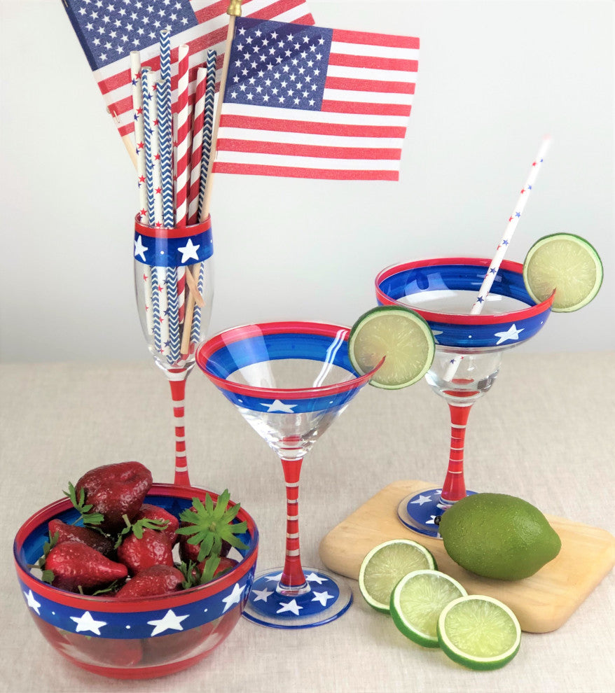 Stars and Stripes Champagne Flute Patriotic Collection, Set of 2