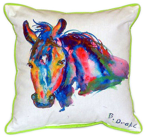 Pair of Betsy Drake Nellie - Horse Large Indoor/Outdoor Pillows 16 In X 20 In