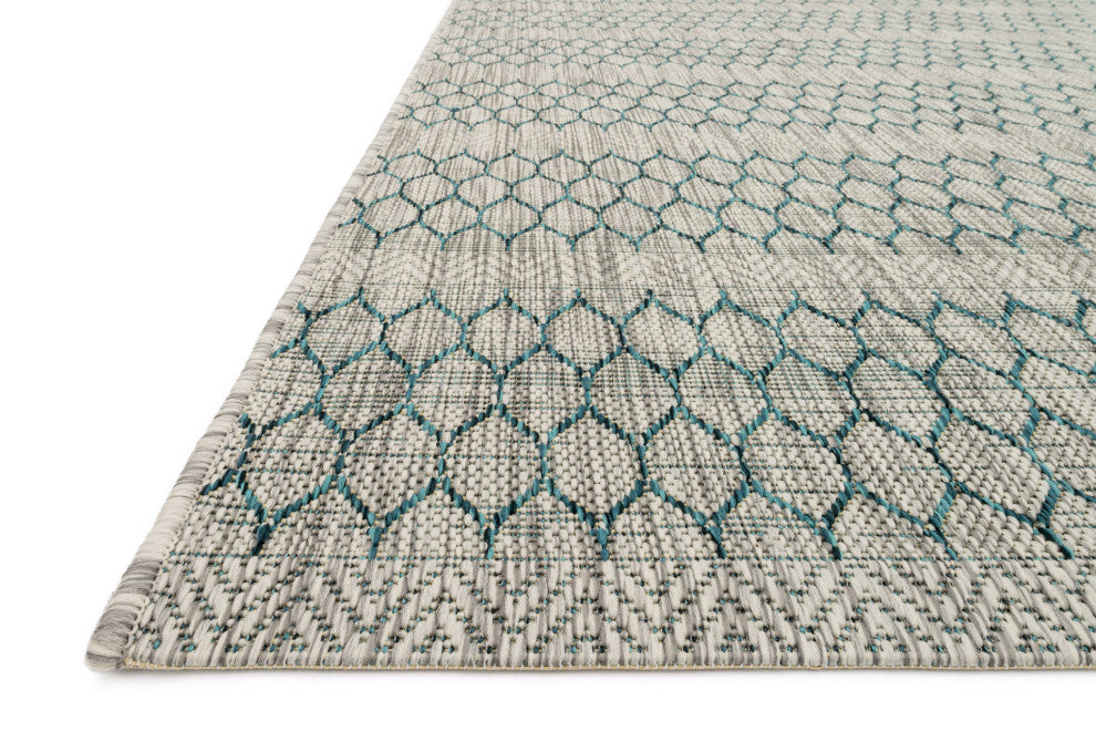 Gray Teal Indoor Outdoor Isle Area Rug by Loloi, 5'3"x7'7"