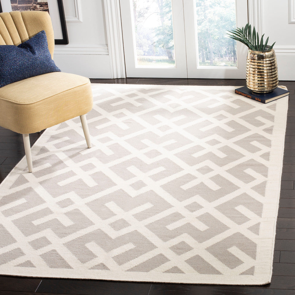 Safavieh Dhurries Dhu552G Gray, Ivory Area Rug