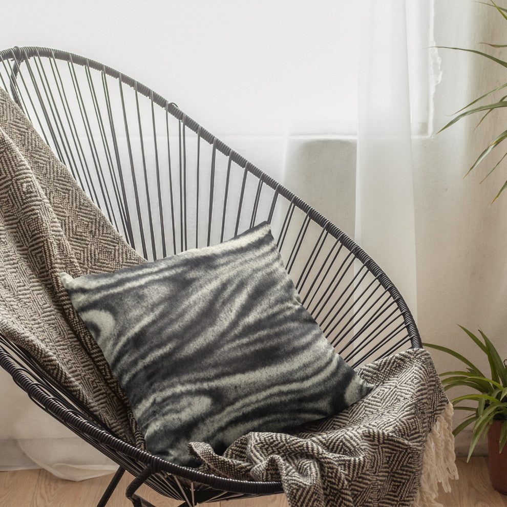 Plutus Black White Galaxy Faux Fur Luxury Throw Pillow, Black White, 12" x 20"