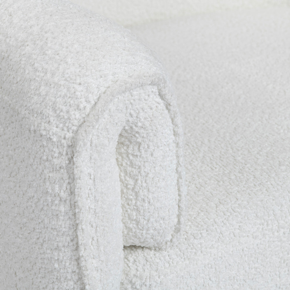 Plush White Upholstered Swivel Accent Chair