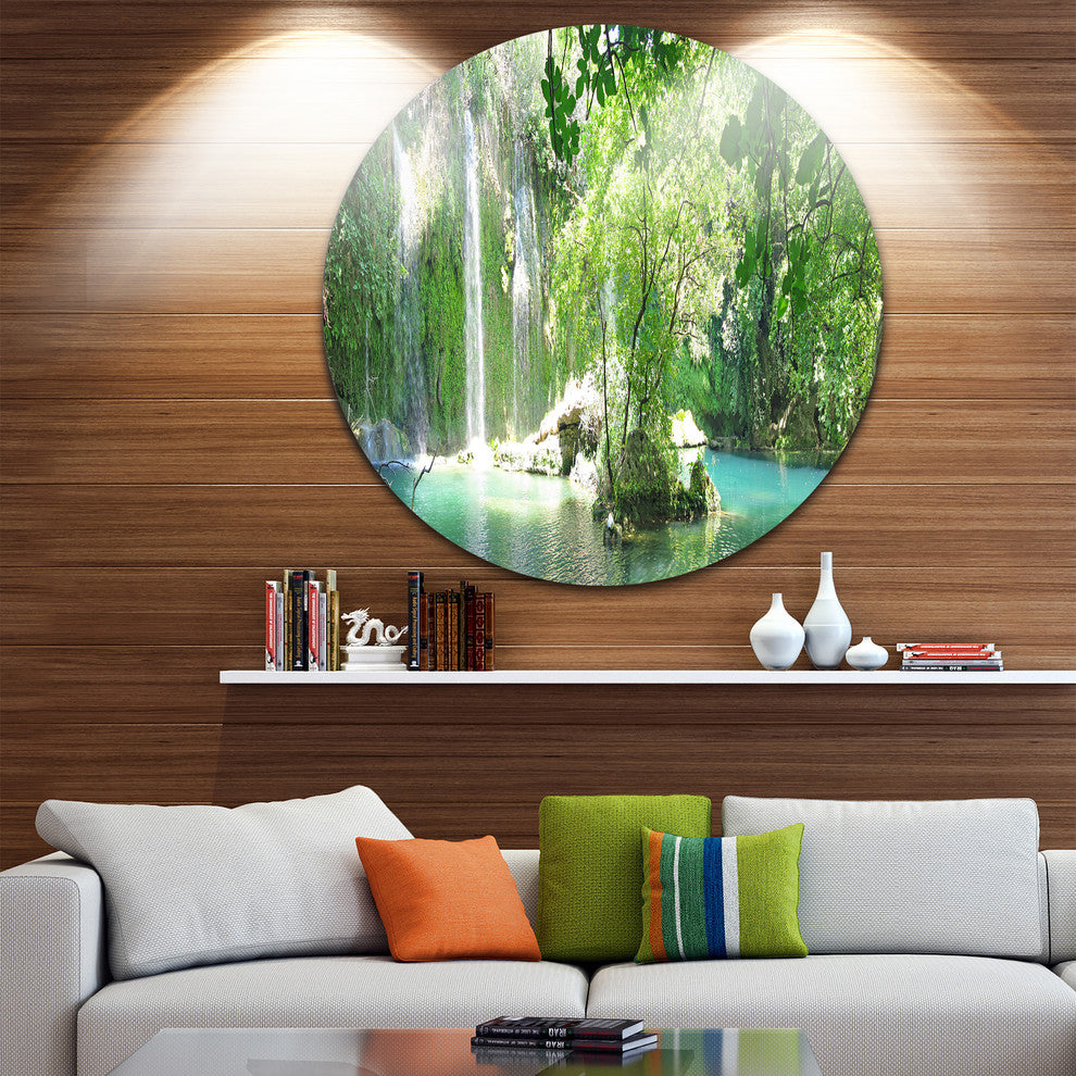 Kursunlu Waterfalls Antalya, Landscape Photo Round Metal Wall Art, 36"