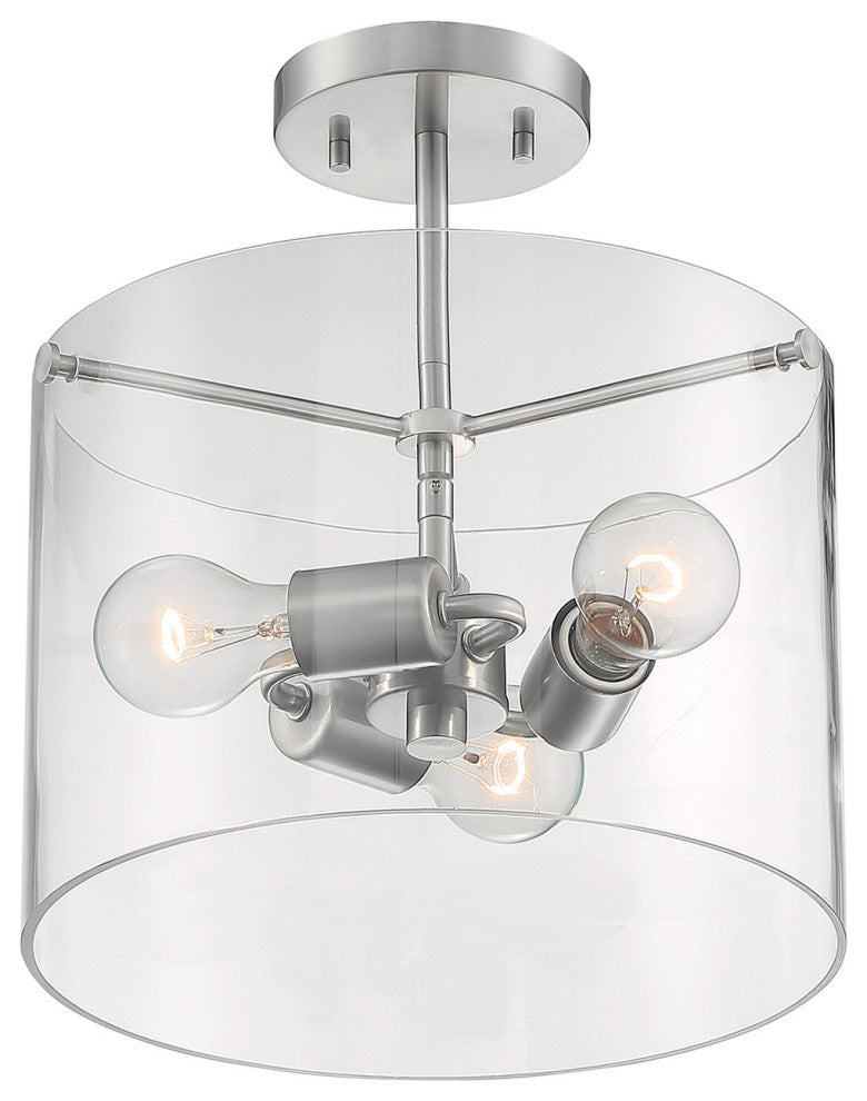Sommerset Three Light Semi Flush Mount, Brushed Nickel