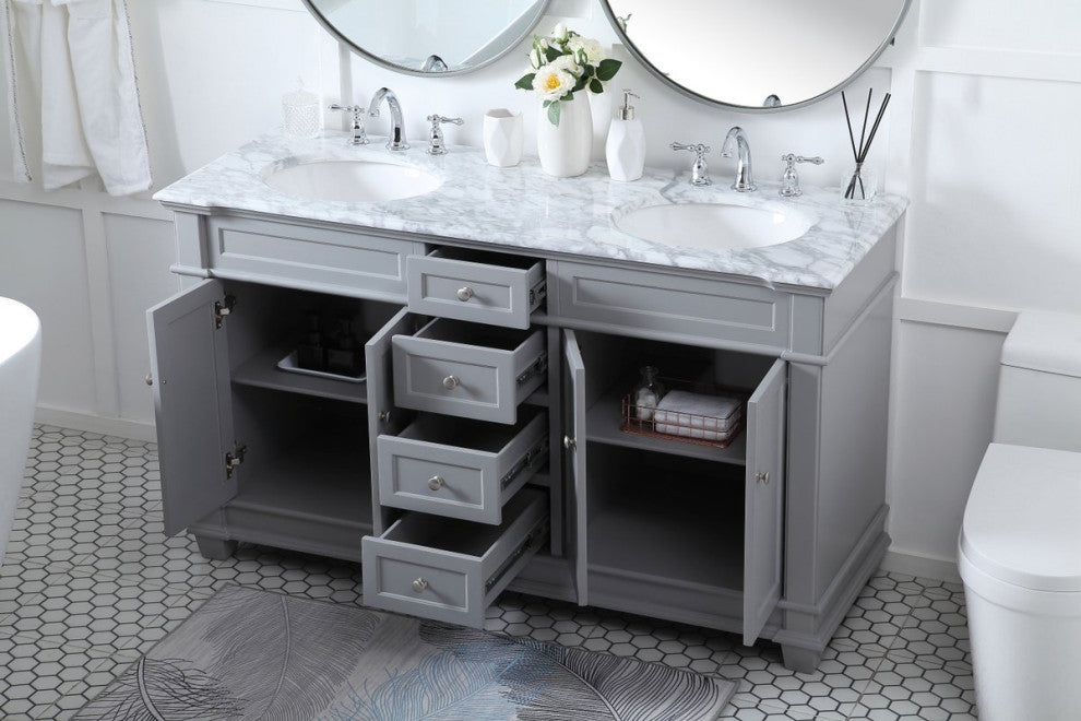 Home Living 60" Double Bathroom Vanity Set, Gray