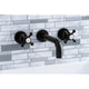 Kingston Brass KS8120BX 2-Handle 8 in. Wall Mount Bathroom Faucet, Matte Black