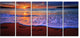 Colorful Sunset Over Beautiful Shore, Seashore Canvas Print, 60"x28", 5 Panels