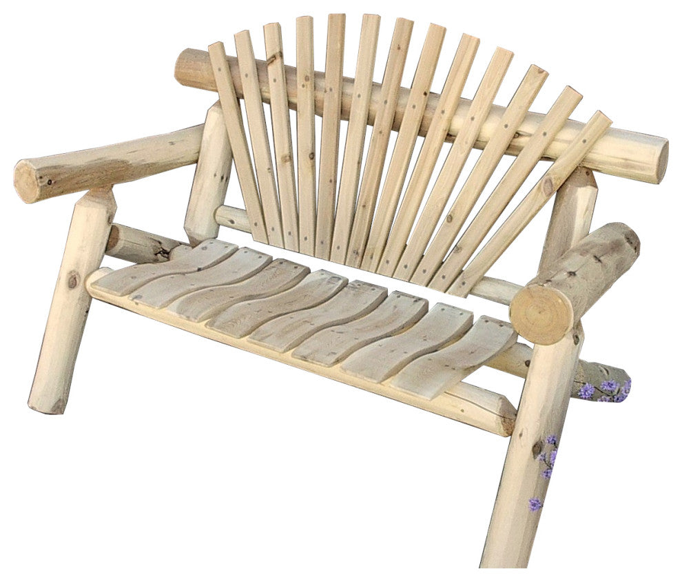 Rustic White Cedar Log Park Bench, 6 Foot
