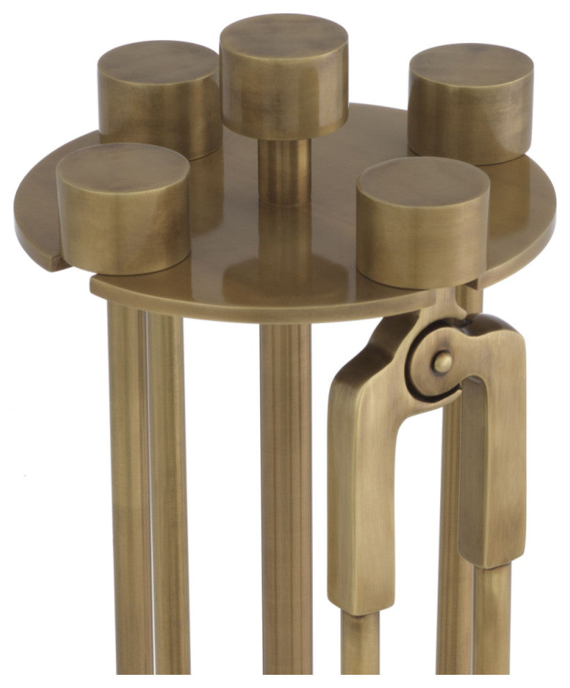 Vintage Brass Fire Tools Set, Eichholtz Lara