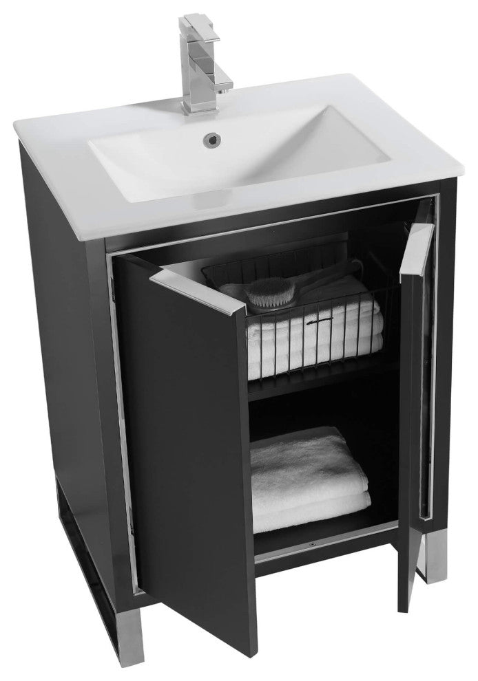 Fine Fixtures Opulence Collection Bathroom Vanity with White Ceramic Sink