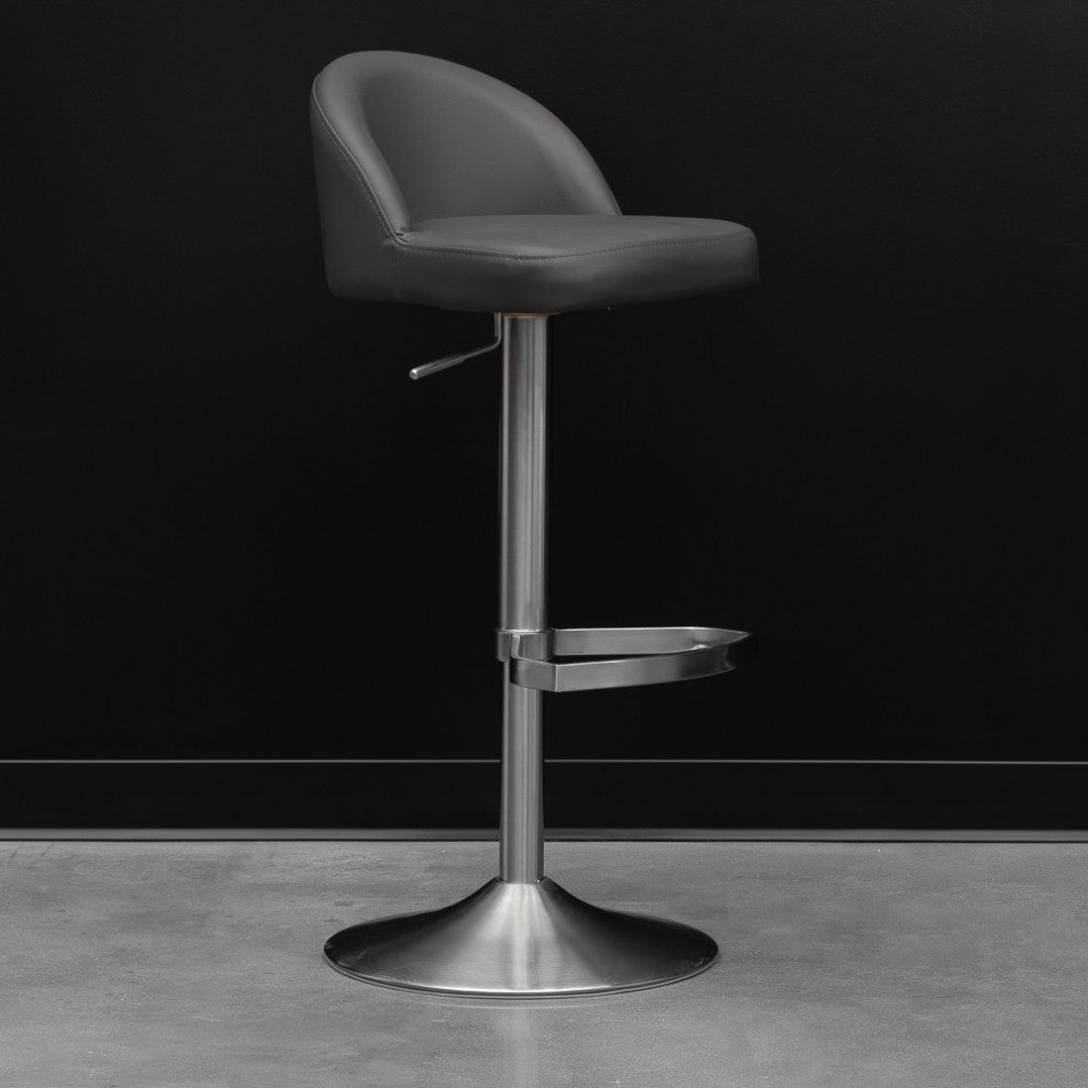 Mimi Adjustable Height Swivel Armless Barstool, Slate