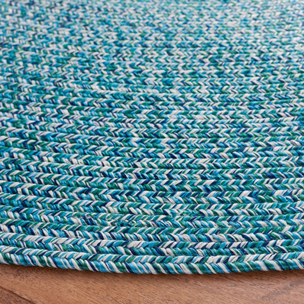Safavieh Braided BRA201 Rug Machine-Washable, Teal/Green, 9'x12' Oval