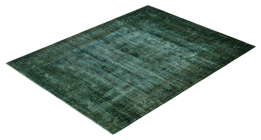 Overdyed One-of-a-Kind Hand-Knotted Area Rug Green, 8' 1" x 10' 4"