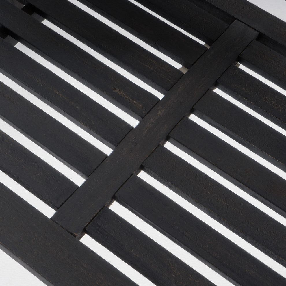 GDF Studio Laguna Outdoor Patio Acacia Wood Bench, Dark Gray