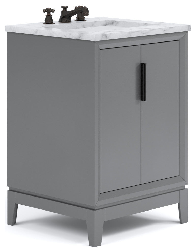 Elizabeth 24" Single Sink Carrara White Marble Vanity, Cashmere Gray