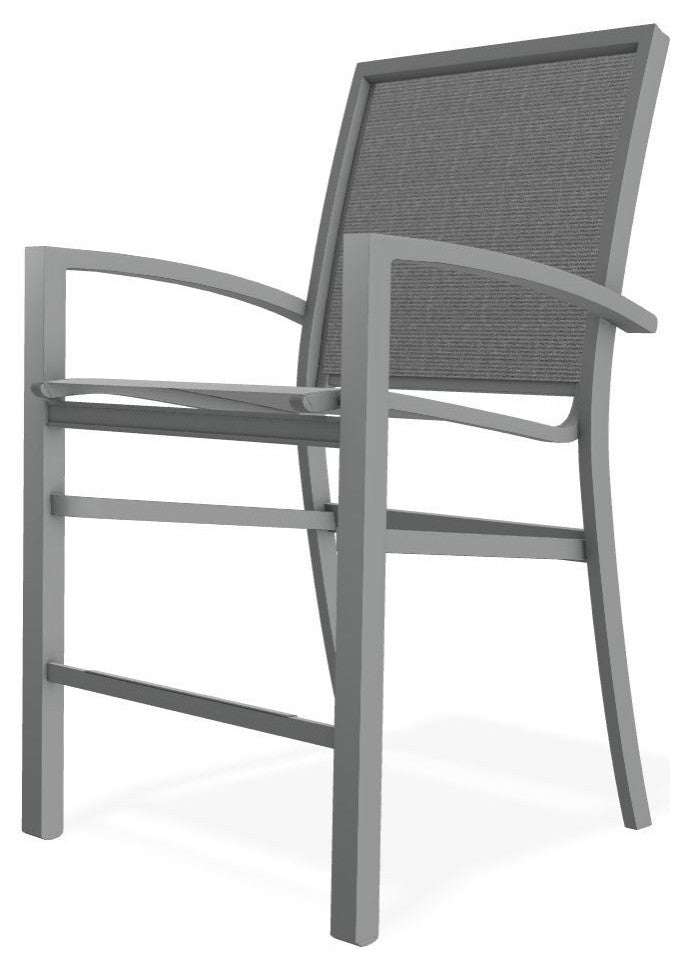 Kendall Sling Balcony Height Stackable Outdoor Stool, Titanium/Graphite