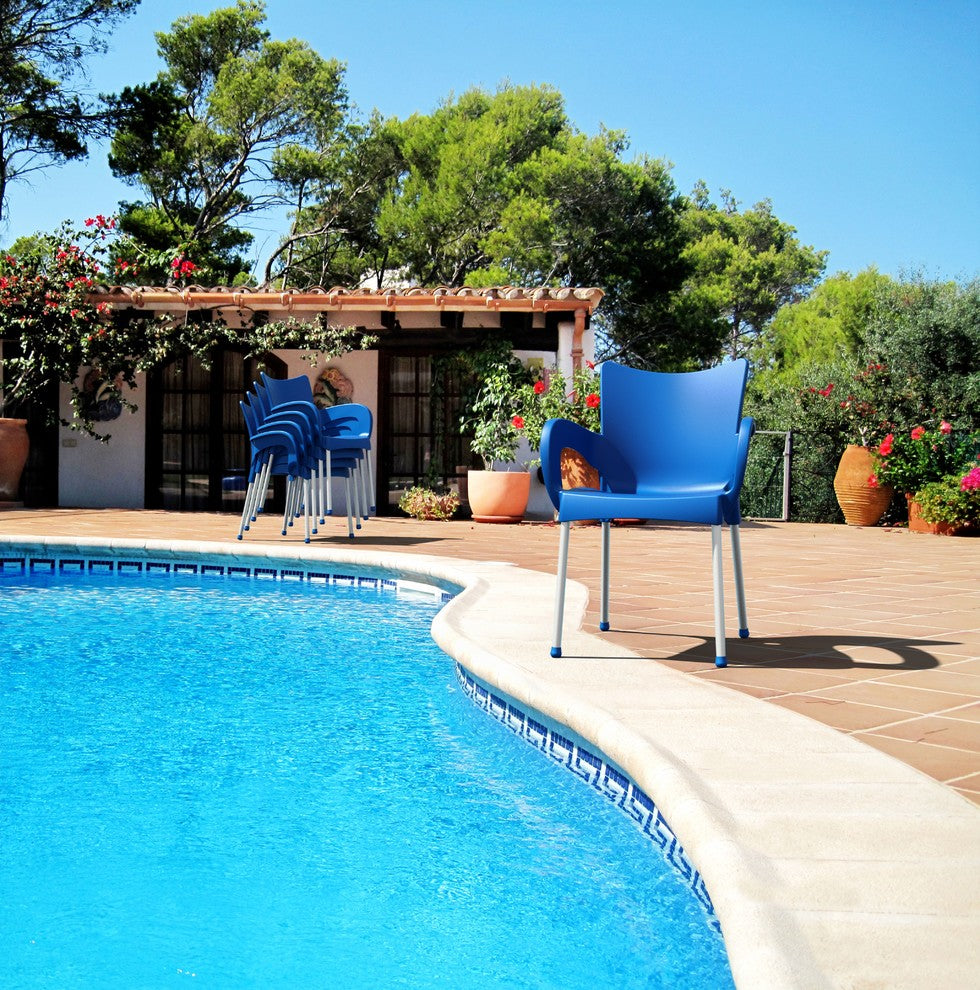 Compamia Romeo Outdoor Dining Armchairs, Set of 2, Dark Blue