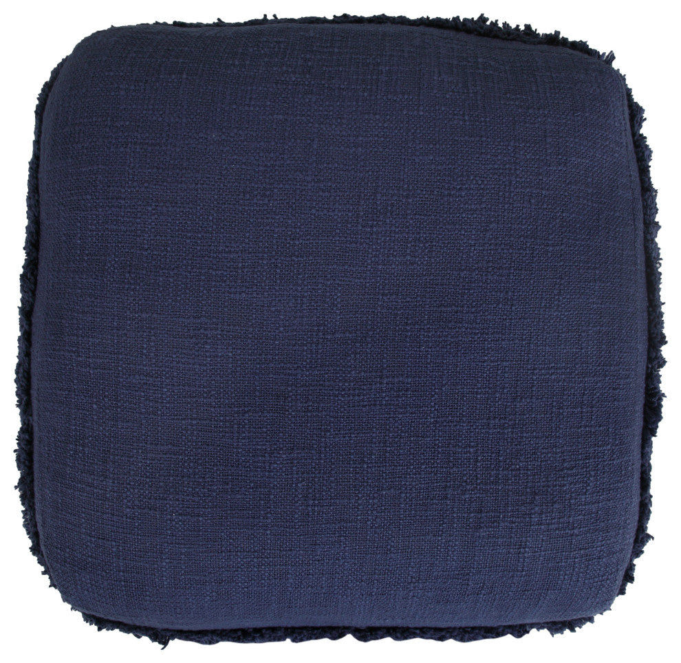 Solid Textured Stripe Pouf Ottoman