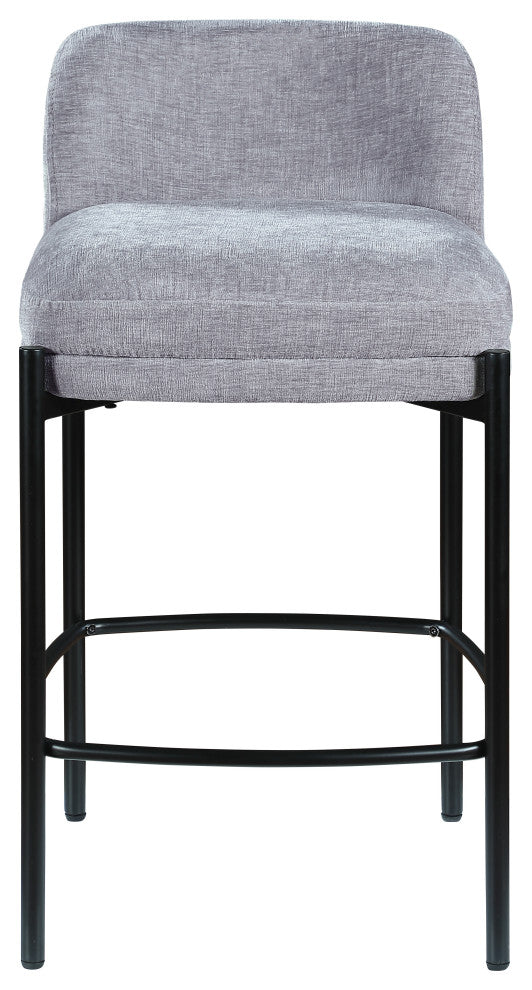 Burton Chenille Fabric Upholstered Stool (Set of 2), Grey