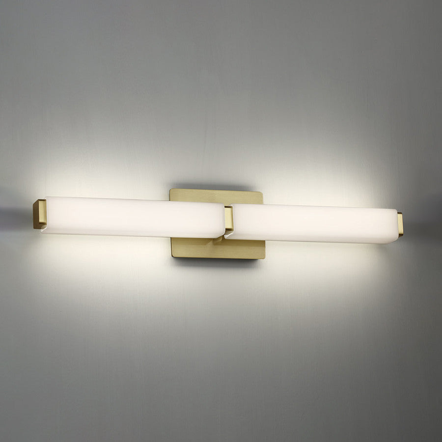 Vogue 27" LED Bathroom Vanity and Wall-Light 3000K, Brushed Brass