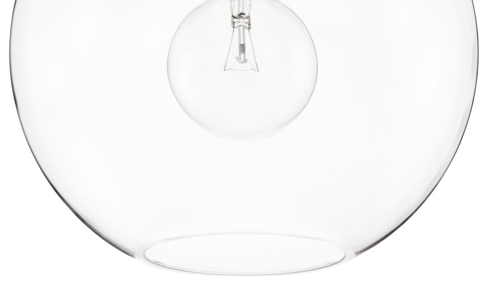 1-Light 10 in. Brushed Nickel Pendant With Globe Shaped Clear Glass Shade