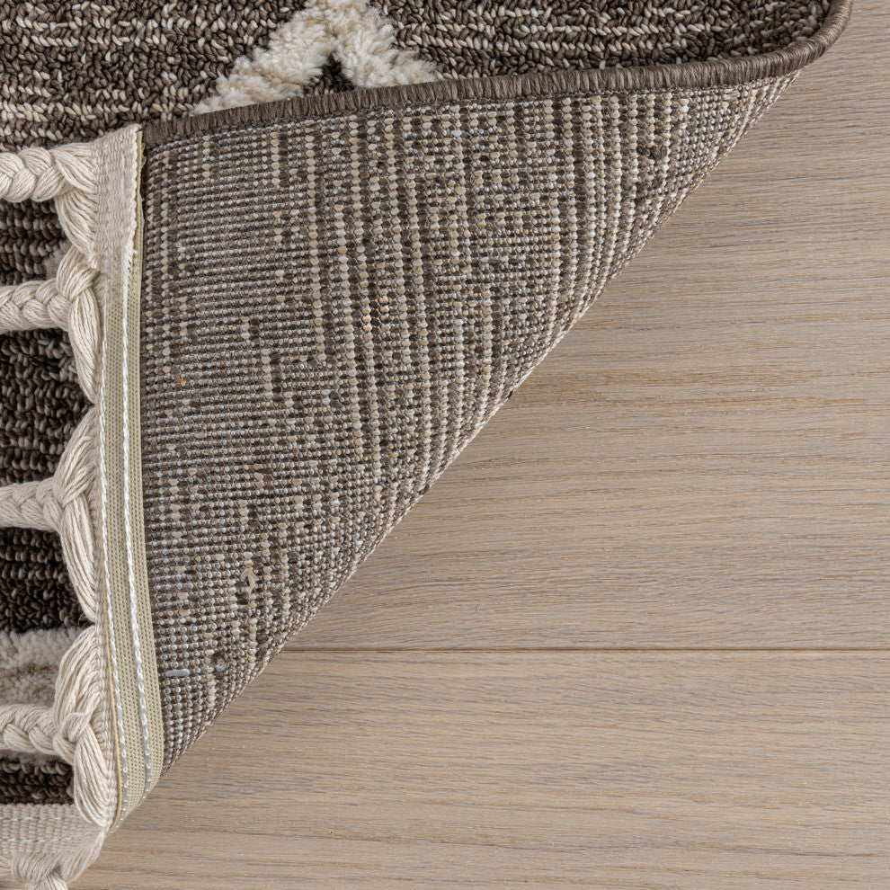 Gatsby Southwestern Tasseled Area Rug, Brown 5' 3" x 7' 6"