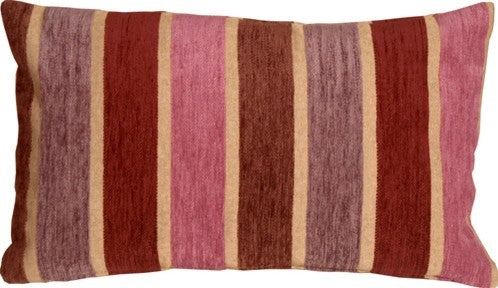 Pillow Decor - Savannah Stripes Chenille Throw Pillow, Pink Purple, 12" X 20"
