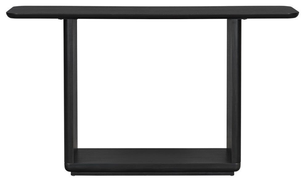 GDF Studio Wood Console Table With Curved Corners, U-Base, Black